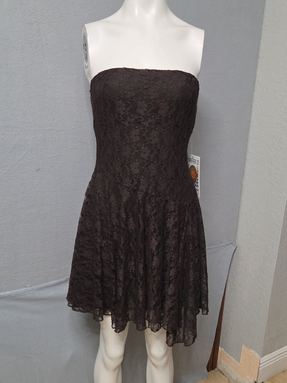 Women's Forever 21 Black Strapless Lace Dress Size M